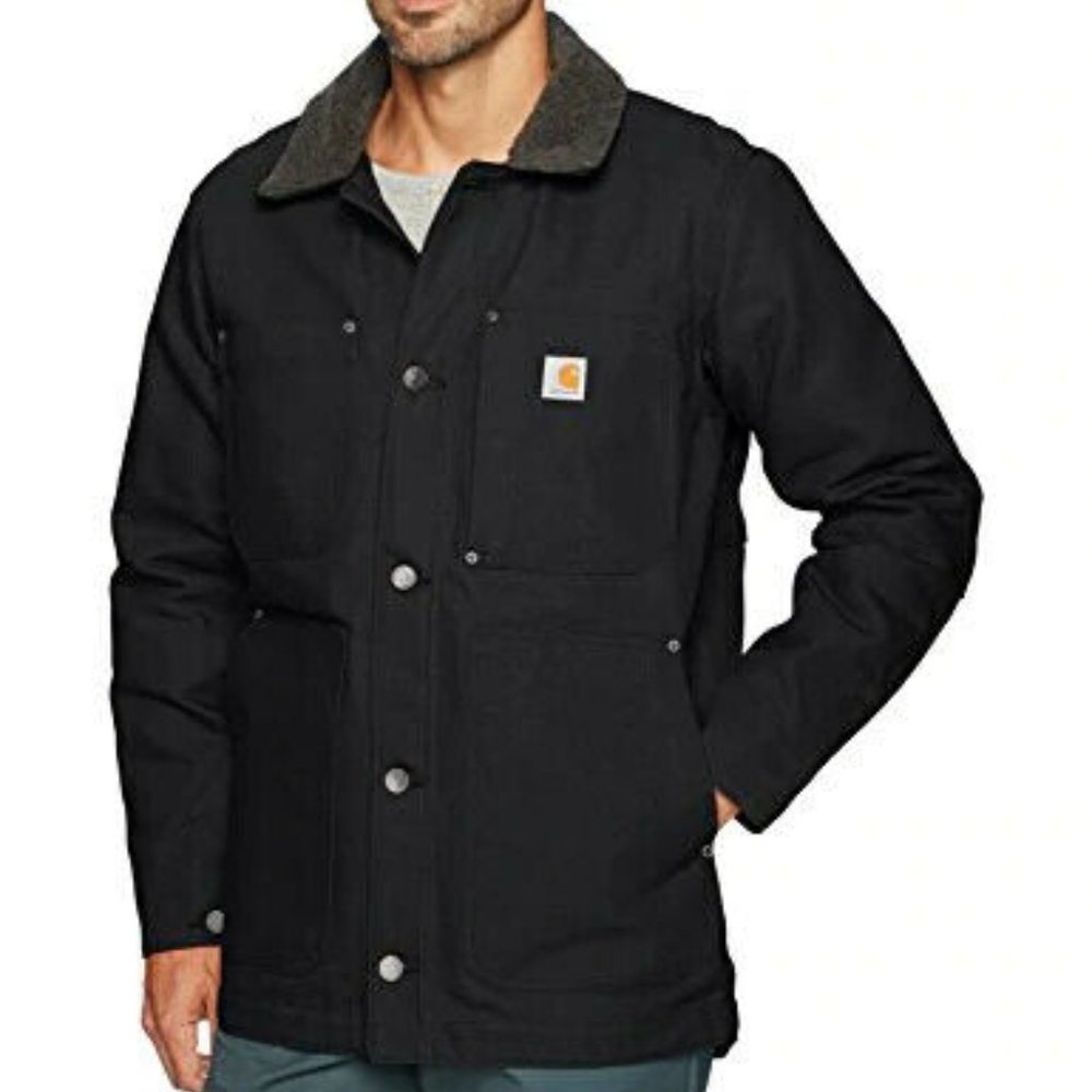 NWT Carhartt Men's Regular Medium Black Cotton Full Swing Chore Coat 102707-001 - Picture 1 of 11